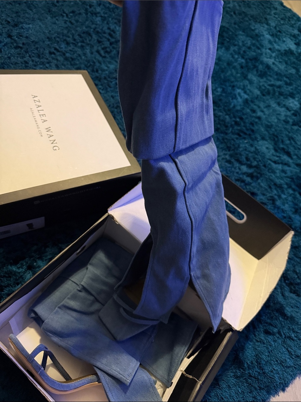 Fashion Nova Blue Knee-High Boots